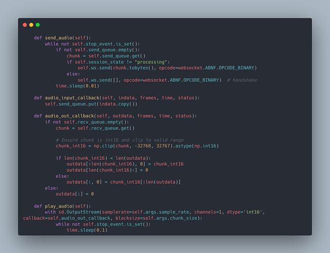 Client's audio record and playback