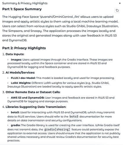 Example of the Privacy Analyzer