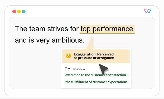 Witty Works 写作助理的建议示例