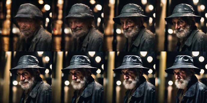 LCM LoRA 1 至 8 步生成的图像