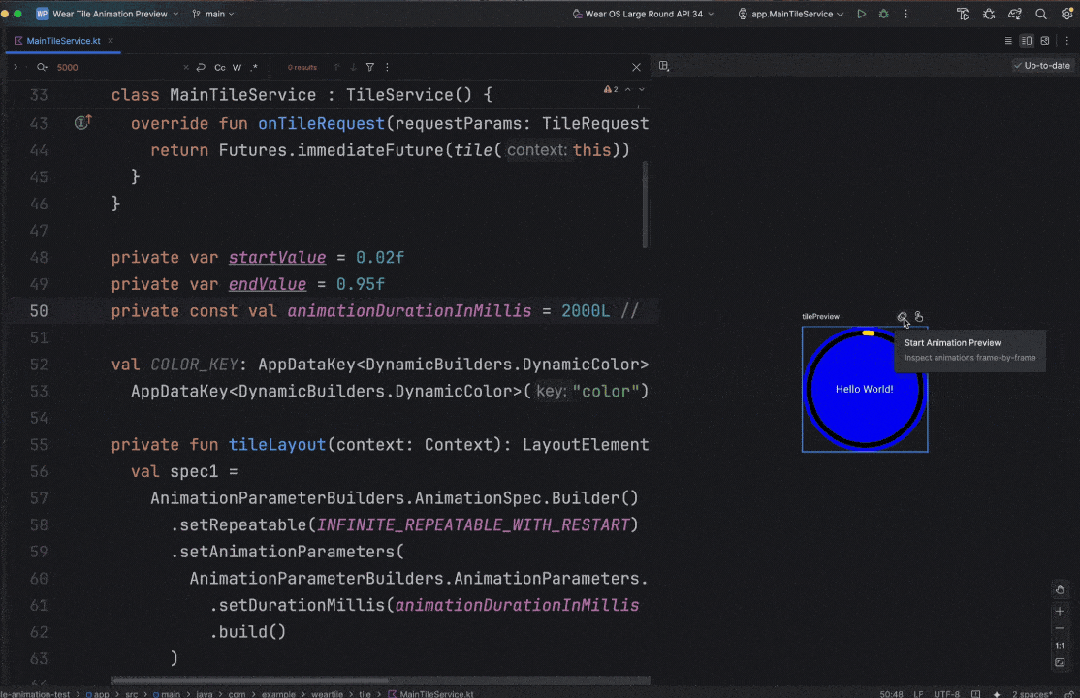 △ Wear OS 功能块的动画预览支持